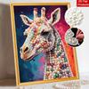 DIY Frameless Pearl Art Painting Kit Colorful Giraffe 3D Bead Canvas Handmade Craft for Adults Wall Decoration Gift