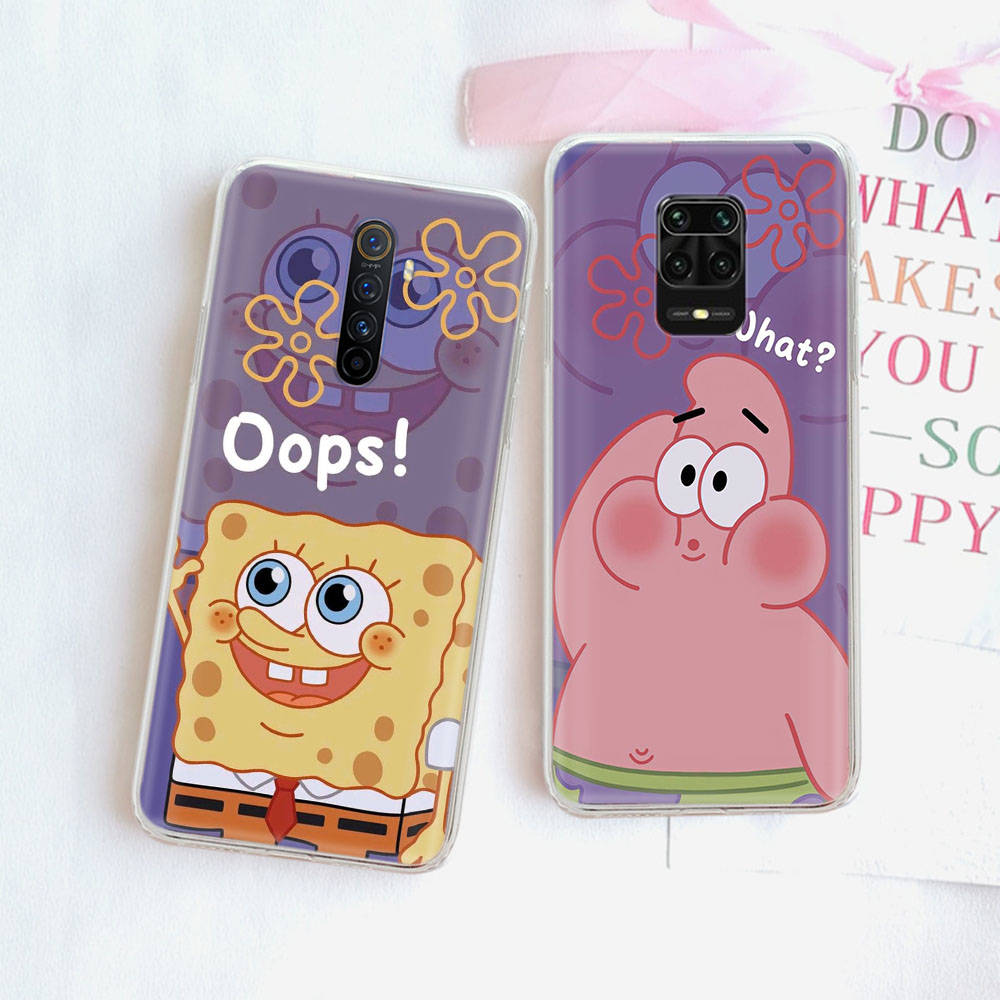 JS44 Spongebob Cartoon Transparente Hülle für Samsung A04 A14 A23 M33 M53 Realme 10 9 C35 C55 VIVO Y02 X80 Infinix Hot 30 Note 11 Tecno Spark 8P Pro