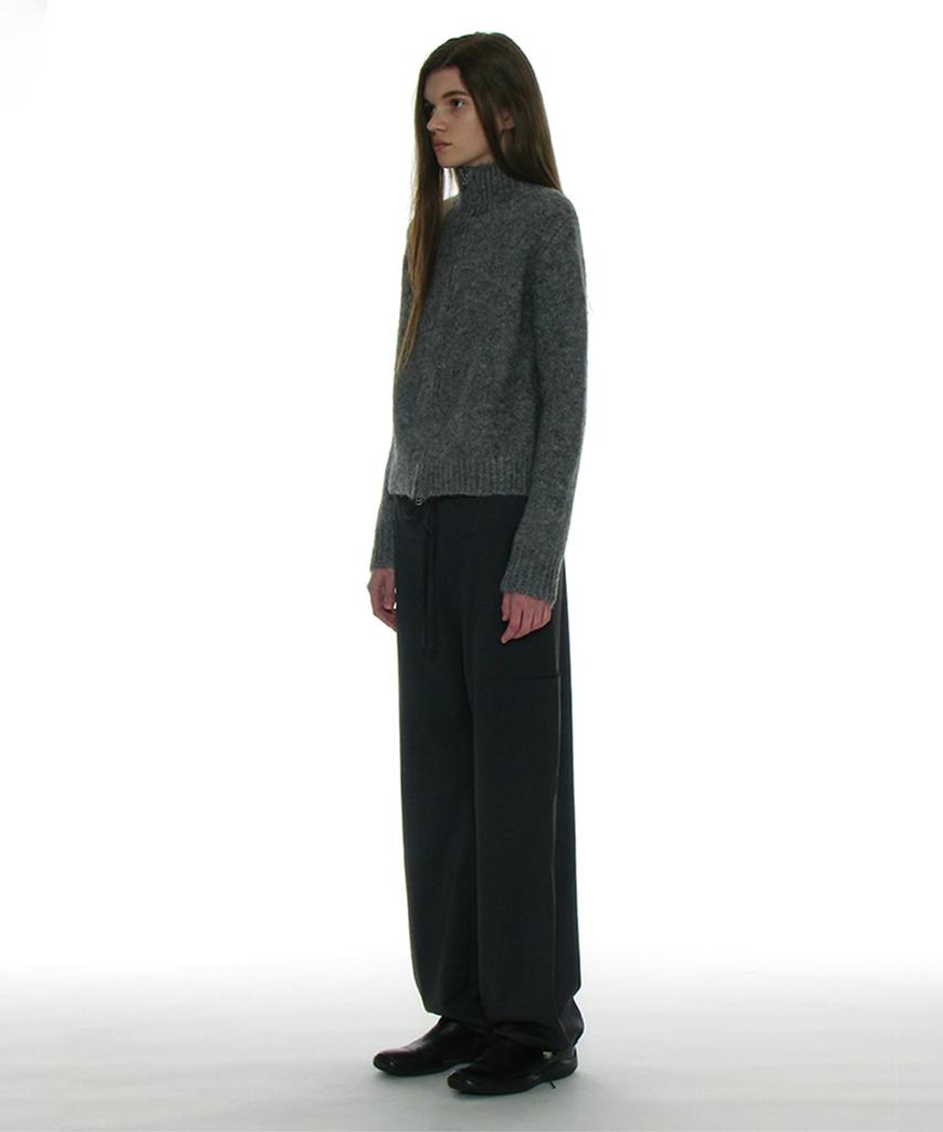 PARTIMENTO WOMEN Drawstring Rounding Slacks_Charcoal