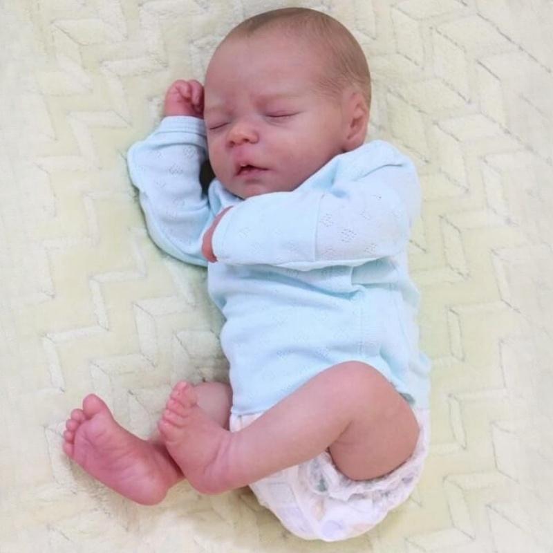 Muñeca realista de bebé renacido de 18'' y 46 cm con tacto suave y pintada a mano en 3D, con vasos visibles y venas, juguetes para niños