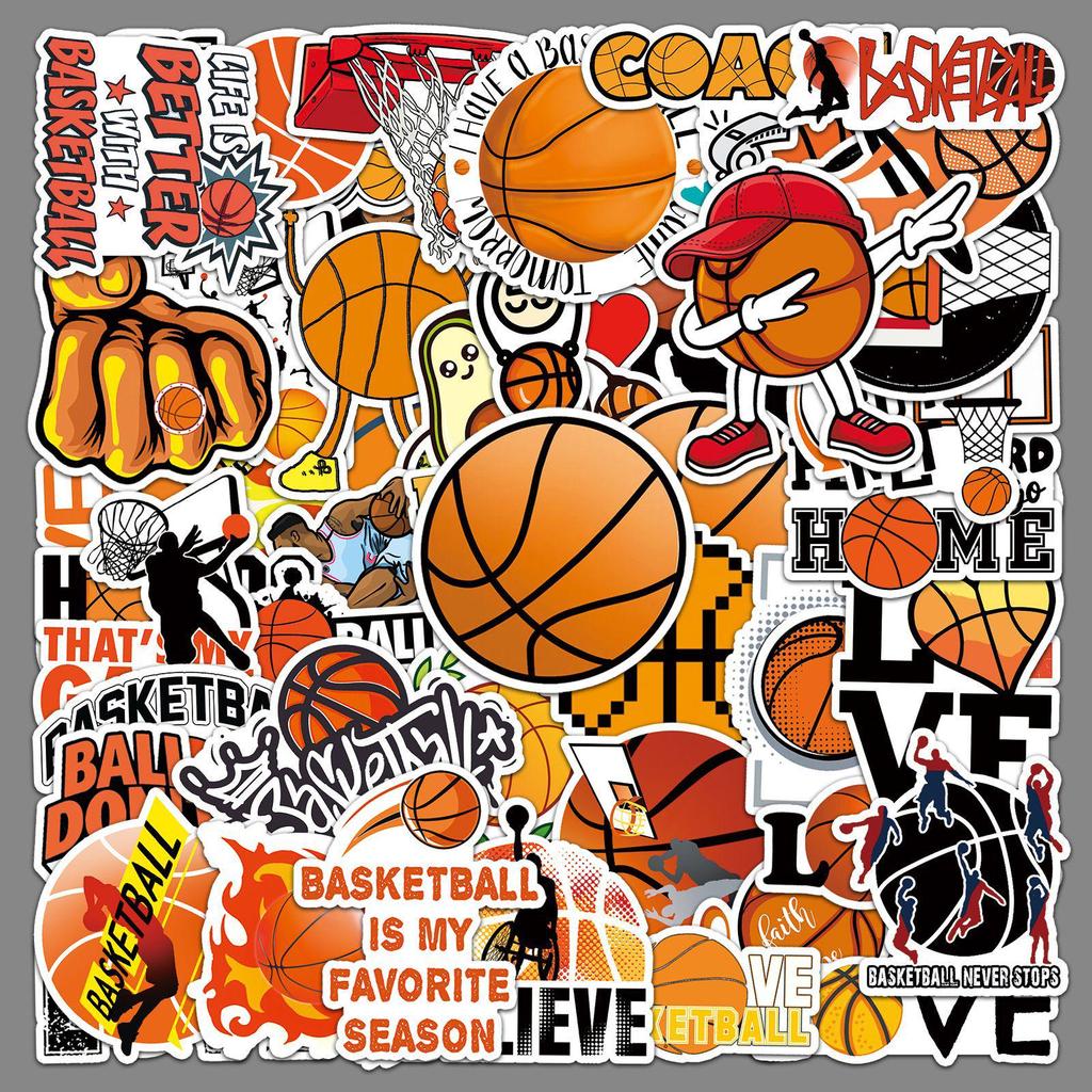 50 Basketball Sports Stickers for Skateboards, Luggage, Laptops, Cars, and Motorcycles