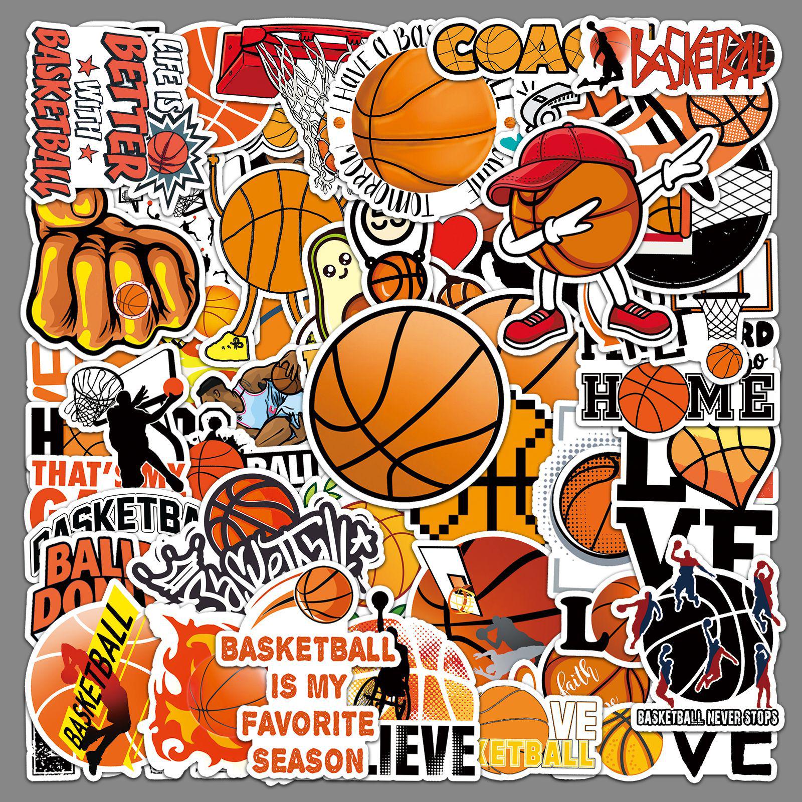 

50 Basketball-Themed Stickers for Skateboards, Luggage, Laptops, Cars, and Motorcycles