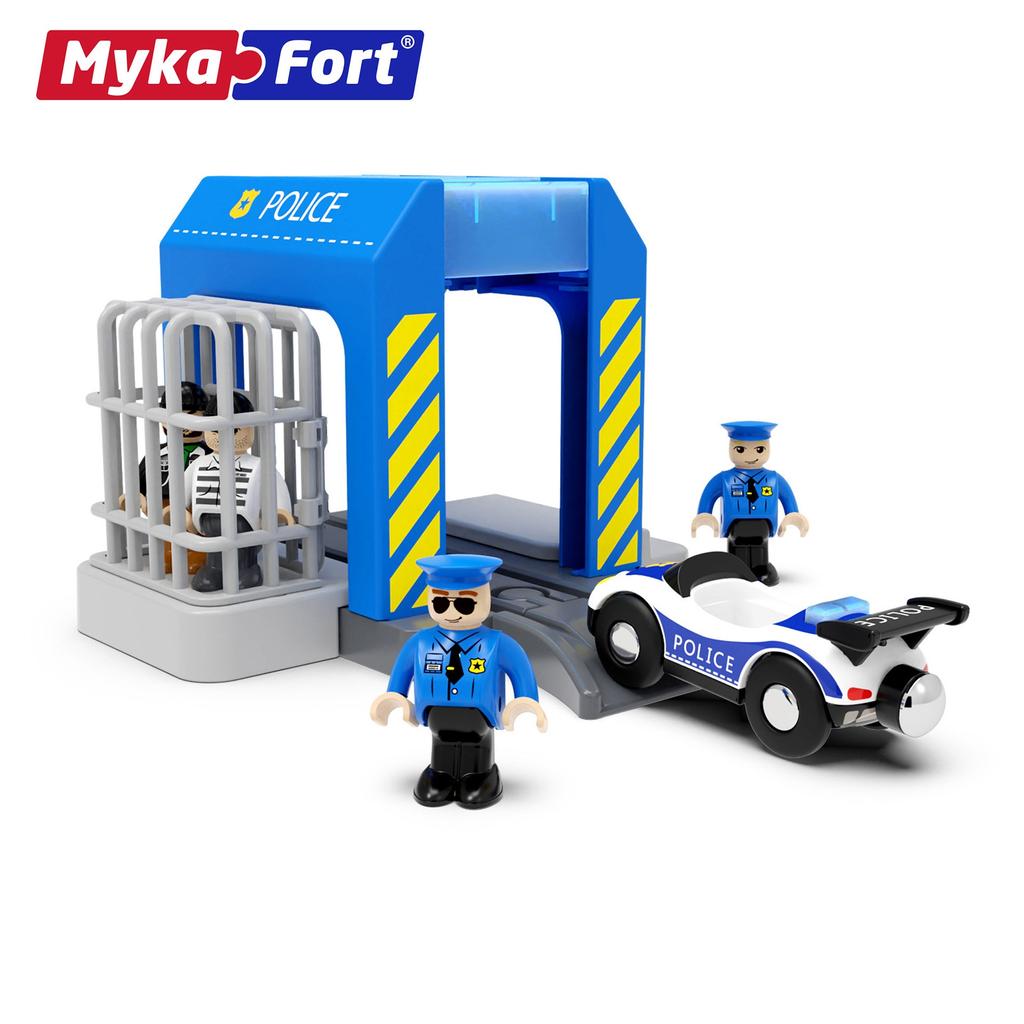 Magnetic Police Car Series Expansion Accessories Include Police Figurine Compatible Wooden Track Toy