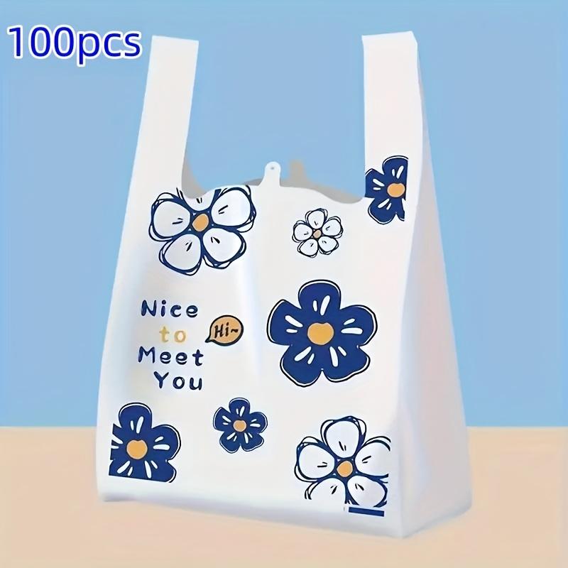 

100 шт. Прочная пластиковая сумка-тоут, толстая и прочная хозяйственная сумка, подходит для покупок, подарков и хранения Other