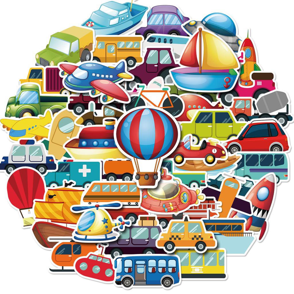 50 Cartoon Ferry Stickers, Traffic Cars, Picture Recognition, Children'S Cognition, Cartoon Early Education, Kindergarten Cute Stickers