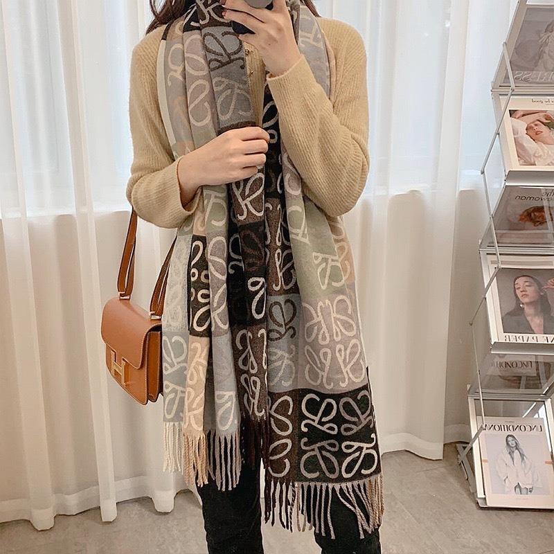 

Winter scarf, women s warm fashion versatile imitation cashmere thickened scarf, high-end shawl 196