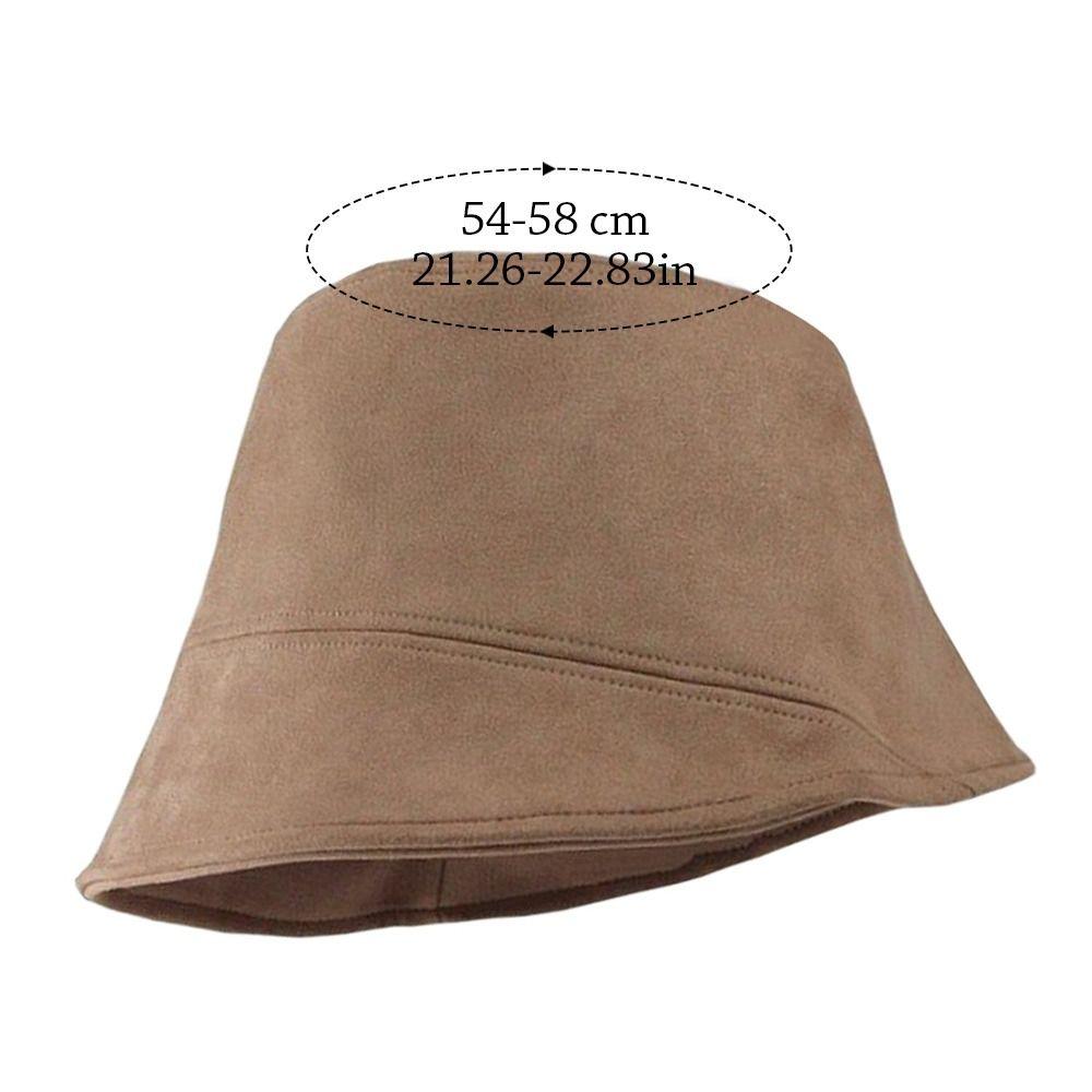 Plush Fisherman Cap Suede Wool Basin Sun Cap Outdoor Bucket Hat  for Women