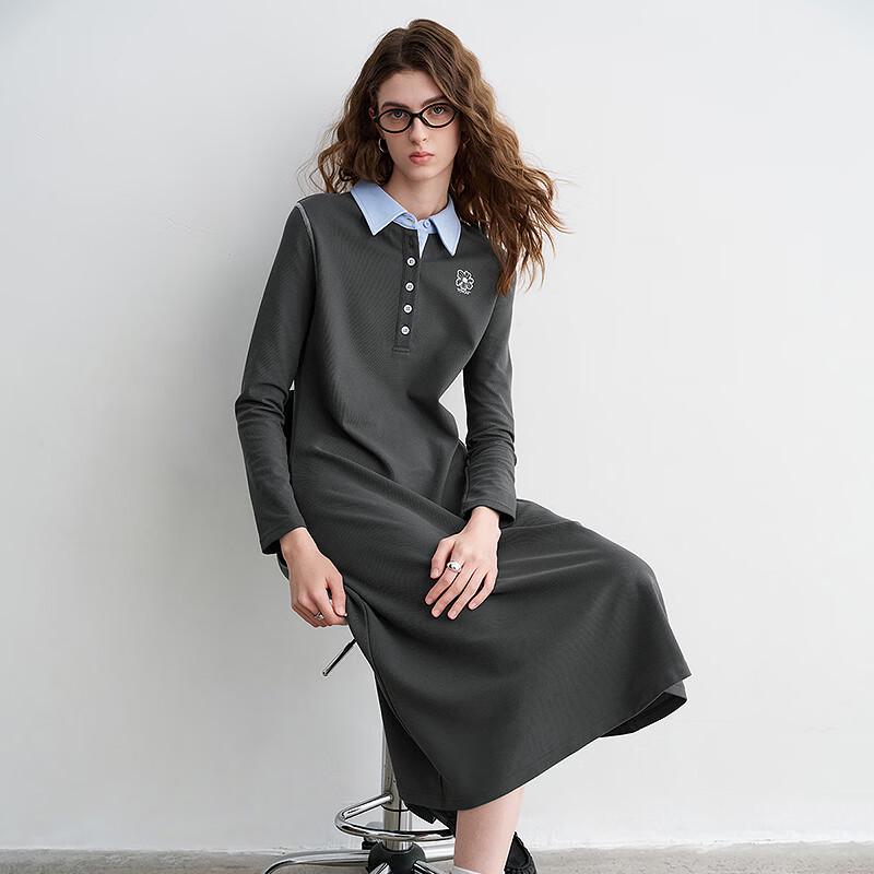 Chuyu Women's Faux Two-Piece Pique Polo Dress
