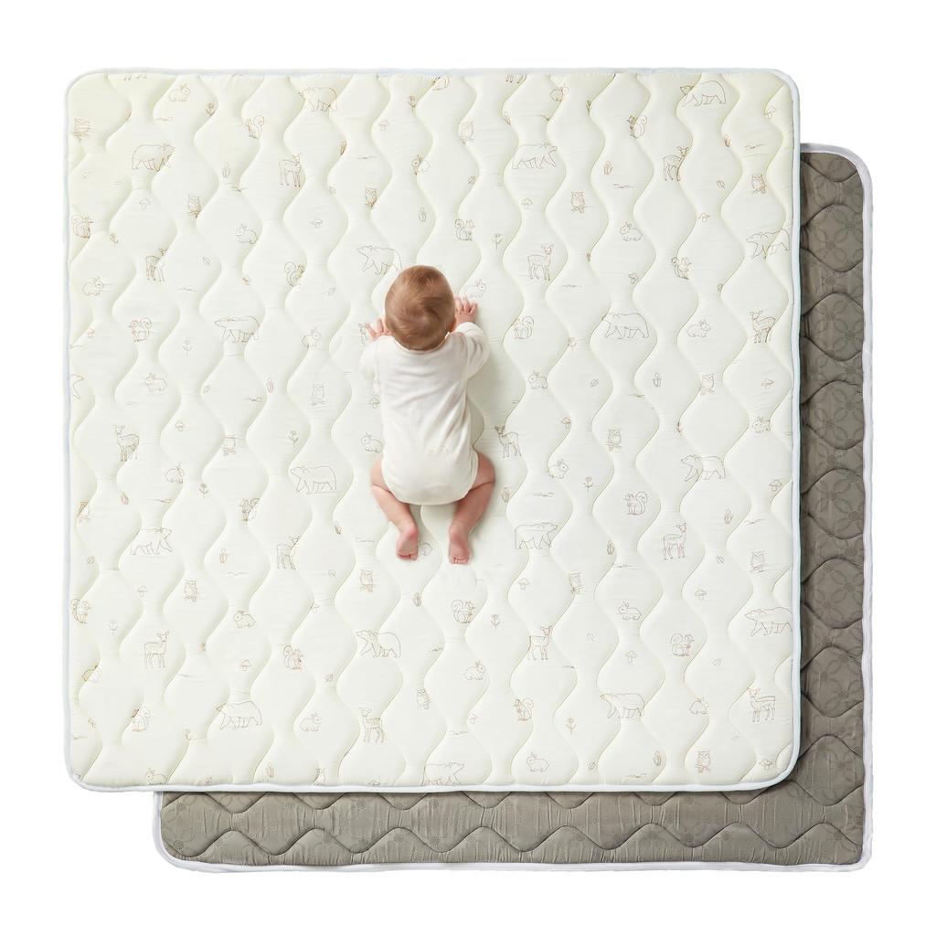 Fortella Play Mat Baby Mat 120 x 120cm Extra Thick 2cm Soundproof Non-Slip Foldable Baby Cushion Shock Absorption Nap Mat for Playpen Baby Playpen Sty