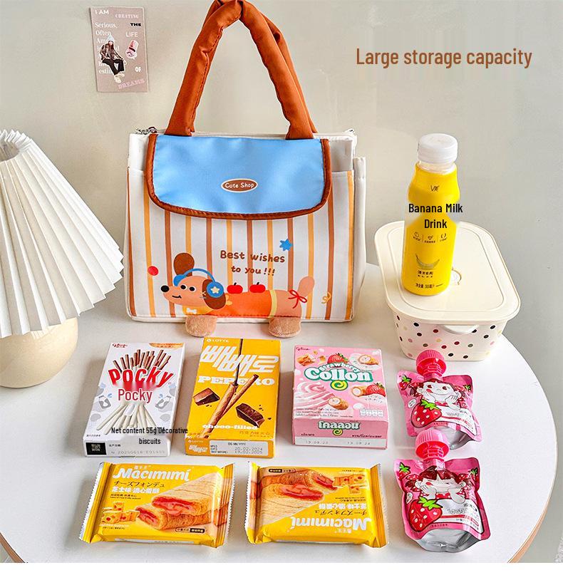 Cartoon Cute Double-Layer Insulated Lunch Bag for Students & Office Workers