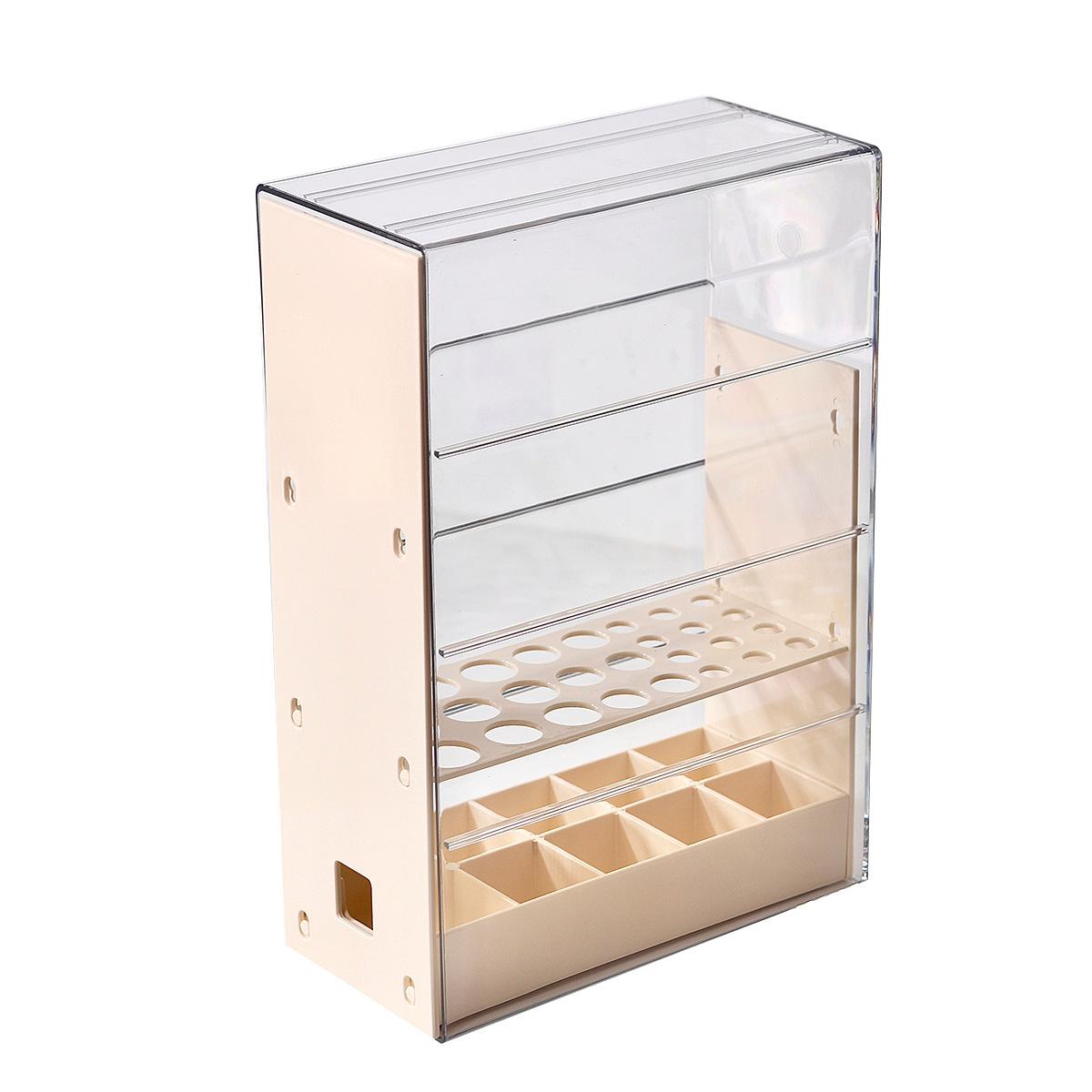 

Makeup Brush Storage Box Lipstick Holder Divided Eyebrow Pencil Storage Rack Big Capacity Dustproof Dressing Table Brush Holder кремовый