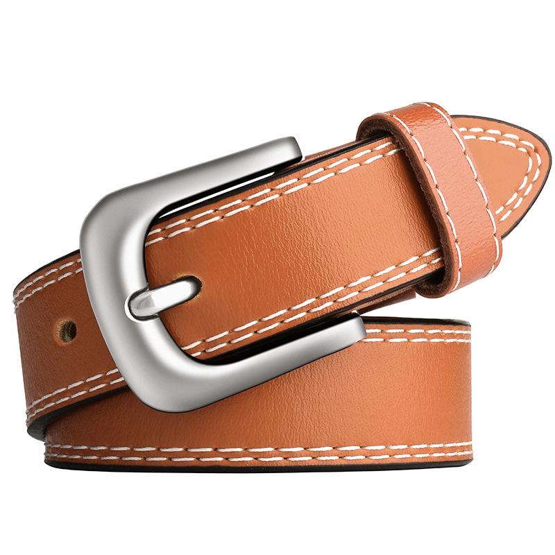 Women's Genuine Leather Pin Buckle Waist Belt - Korean Trendy Style