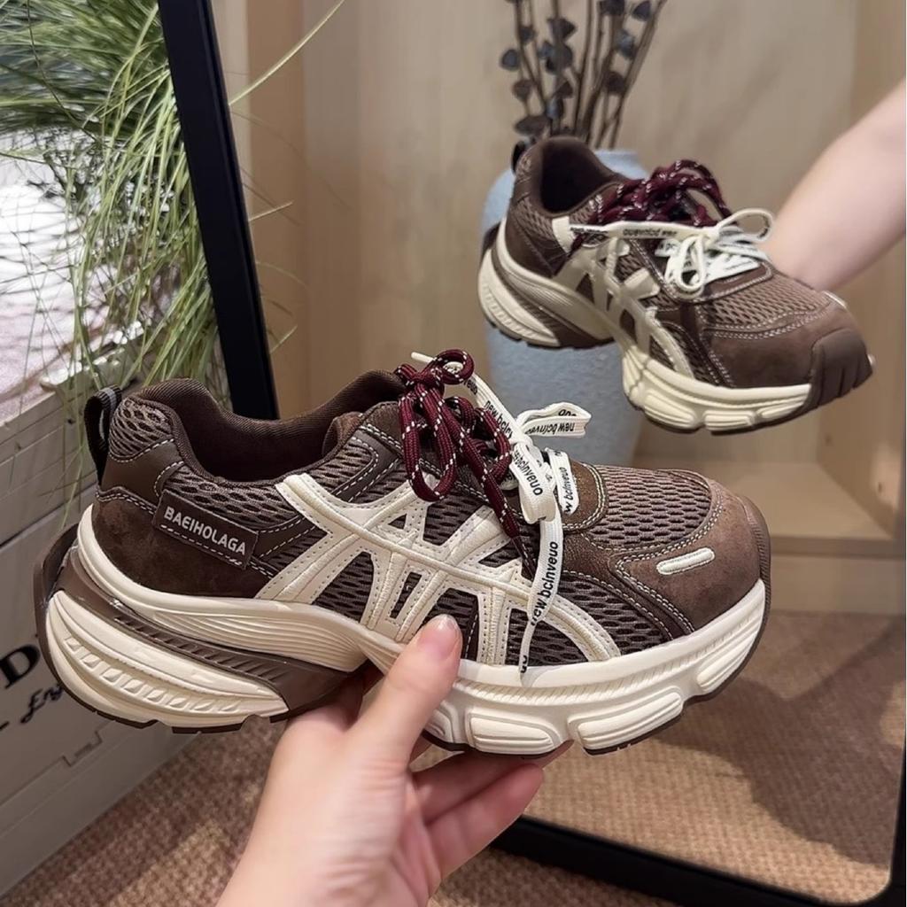 Super fire huge good-looking explosion thick-soled heightened gray dad shoes women's 2025 new casual sports shoes women's shoes