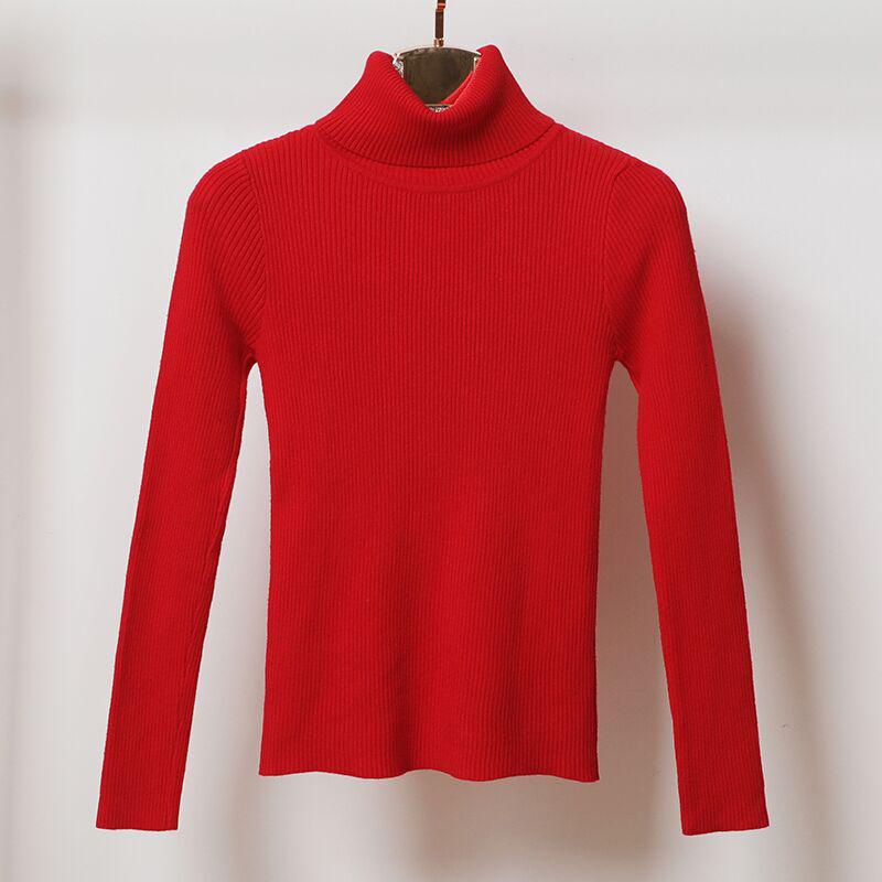 Dicker Rollkragenpullover, warm, für Damen, Herbst und Winter, gestrickt, Pull-Elastizität, weiche Pullover