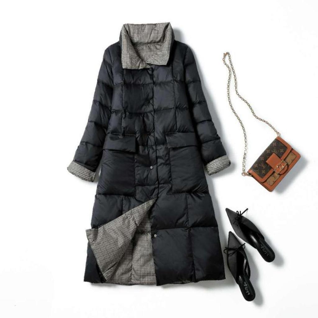Herbst Winter Warmer Enten Daunen Parka Doppelseitige Rollkragenjacke Einreihig Mittellang Schwarz Gold Grau Grün Weiß S-5XL