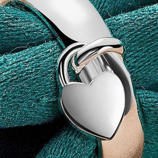 Frauen Ring Herz Form Schloss Poliert Galvanisierte Legierung Geometrische Anhänger Farbecht Edelstahl Dame Jahrestag Geschenk Ehering