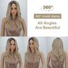 MISSQUEEN Long Wavy Blonde Wigs For Women Middle Part Synthetic Wig Natural Looking Heat Resistant Fiber Wigs