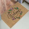 1Pc Floral Letter Print Welcome Doormat Anti-Slip Bath Rug Fade Resistant Kitchen Garden Floor Mat Washable Home Decor Carpets