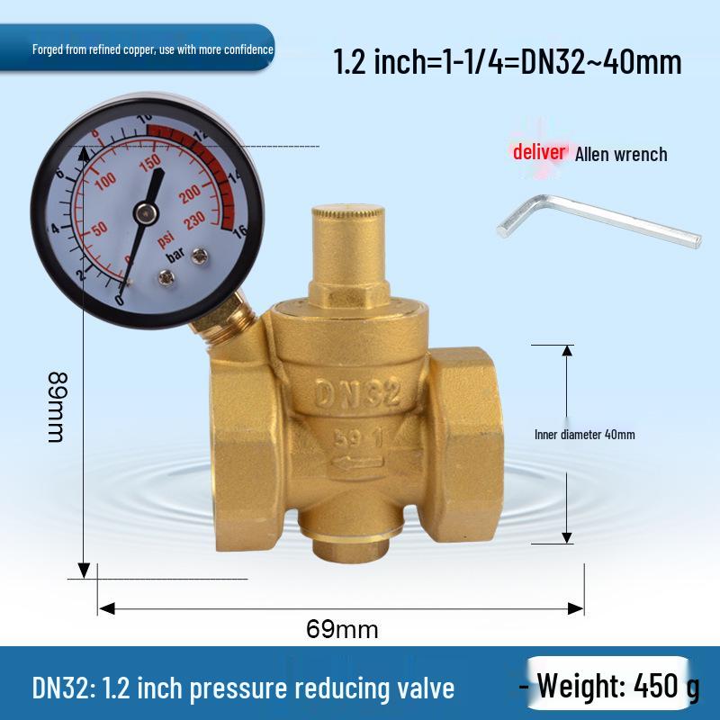 Adjustable Brass Water Pressure Reducing Valve for Heaters & Purifiers