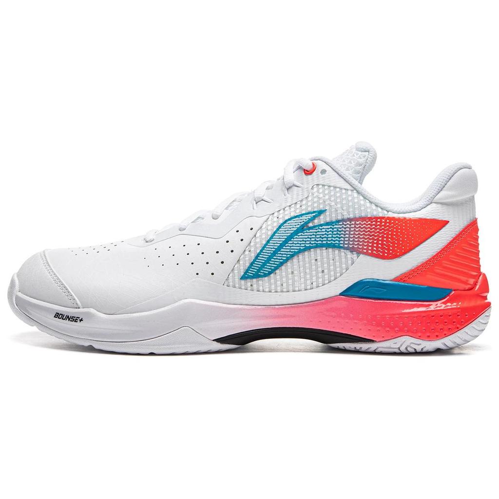 New LiNing Lightweight Rebound Low Top Badminton Shoes Unisex White Red AYZU015-2