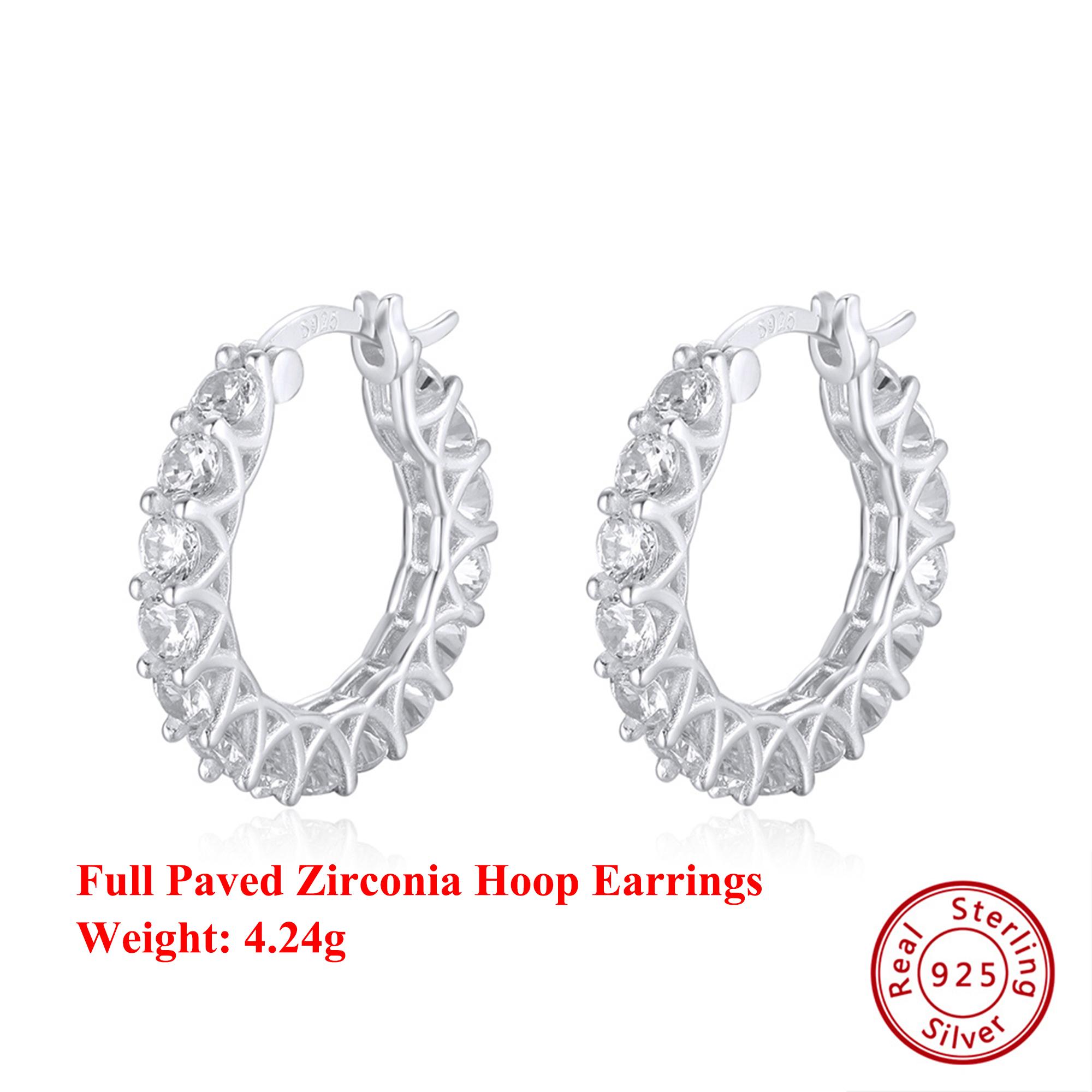 

Effie Queen 925 Sterling Silver 14k Gold Round Zirconia Hoop Earrings Simple Jewelry for Women Wedding Party Banquet Gift SE393 серебряный