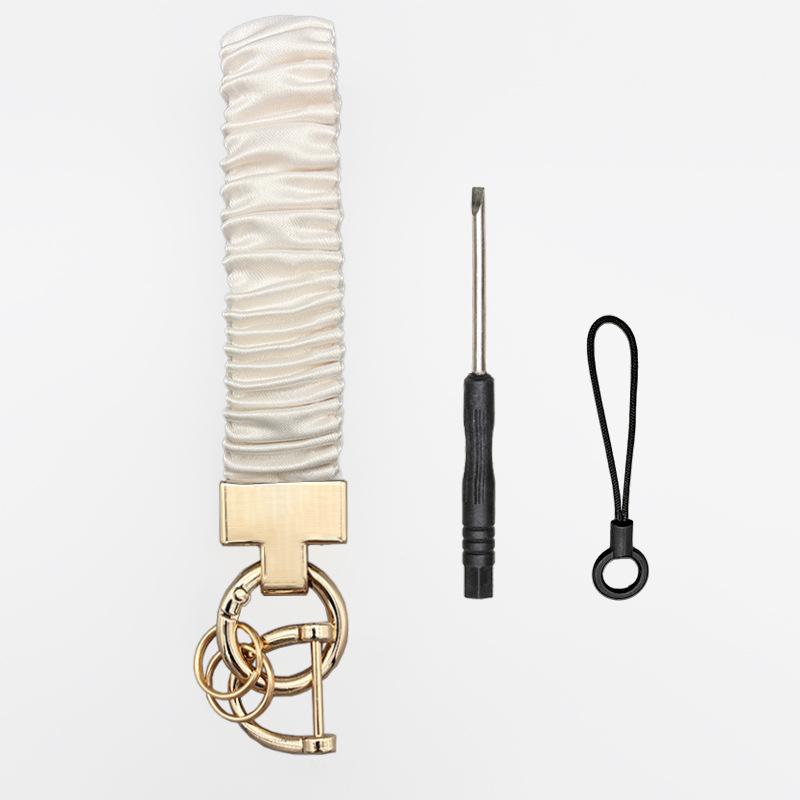 

WTEMPO Эластичный браслет-брелок в стиле скрабчи, брелок с кольцами для ключей, подвески для ключей от машины/двери/сумок, ежедневные брелоки против потери 1pc бежевый