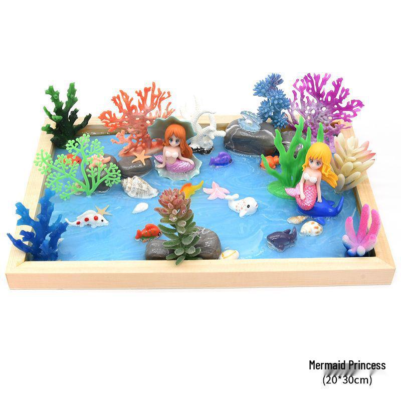 Children's Creative Epoxy Micro-Landscape Kit: Wooden Frame, Color Clay Accessories for Boys and Girls