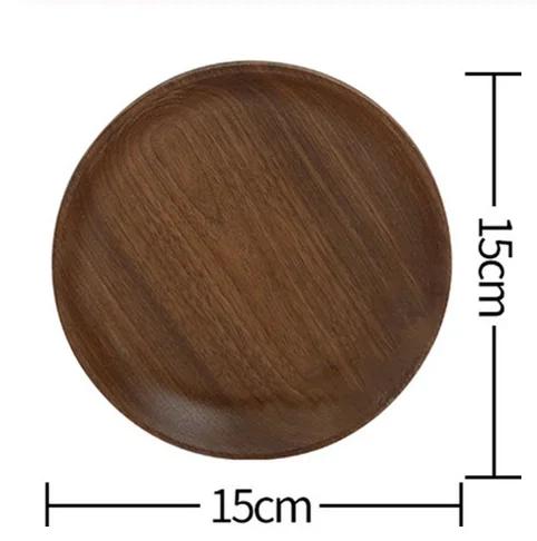 Walnut Plate Solid Wood Round Wooden Dessert Black Fruit Cake Steak Cheese Dishes Plates Trays Manual polishing