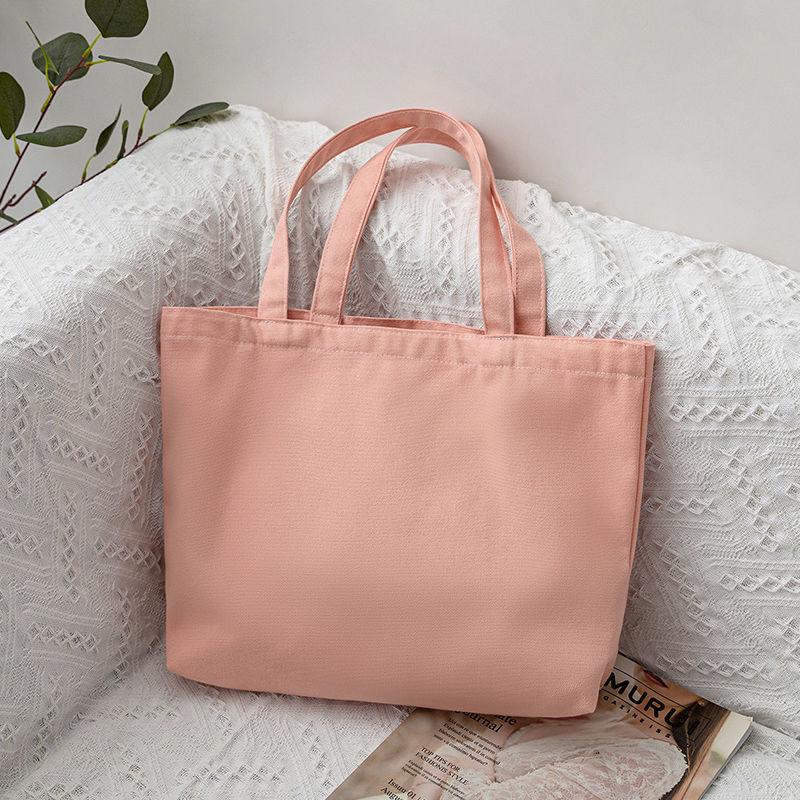 Solid Color Canvas Handbag Bento-Style Shoulder and Shopping Bag