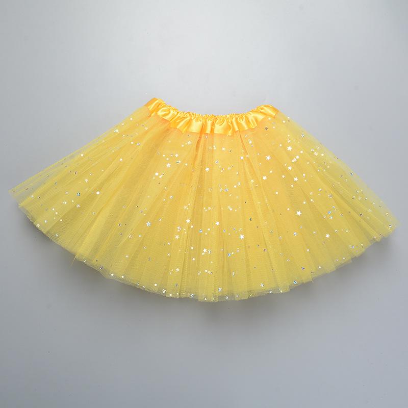 Children's Three-Layer Puffy Tutu Skirt with Sequins