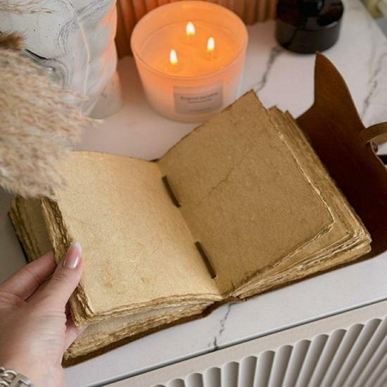 Antique Leather Journal Embossed Travel Diary with Deckle Edge Paper Birthday gift