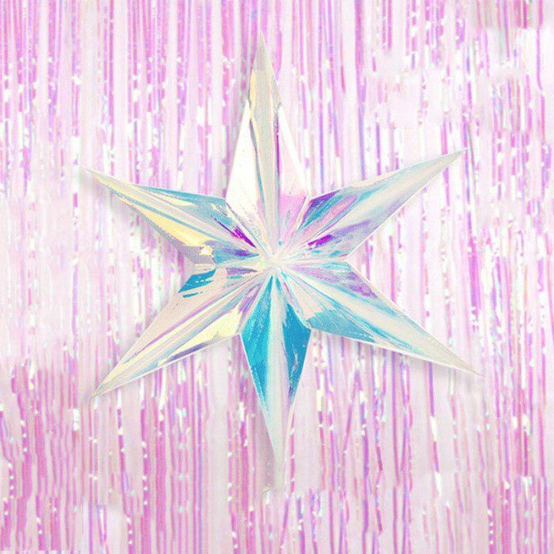 3D Neon Lights Five-pointed Star Pull Flower Pendant Christmas Decorations Home Decorations Fake Star Pendants Party Supplies