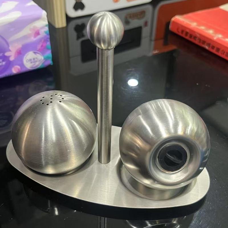 Stainless Steels Kitchen Seasoning Bottle Set Peppers Bottle Holder Condiment Box With Stand Cooking Seasoning Bottle