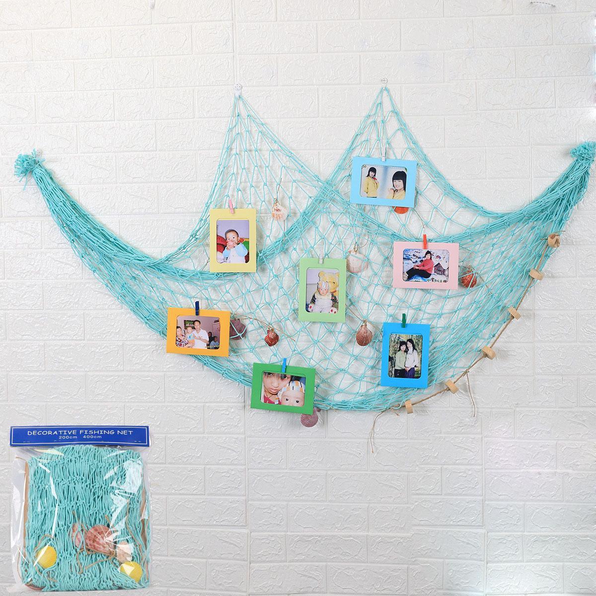 

Средиземноморская декоративная рыболовная сеть смешанного размера, средиземноморский стиль, морская декоративная рыболовная сеть, настенные гобелены, украшение, морские ракушки 1x2m светло-синий