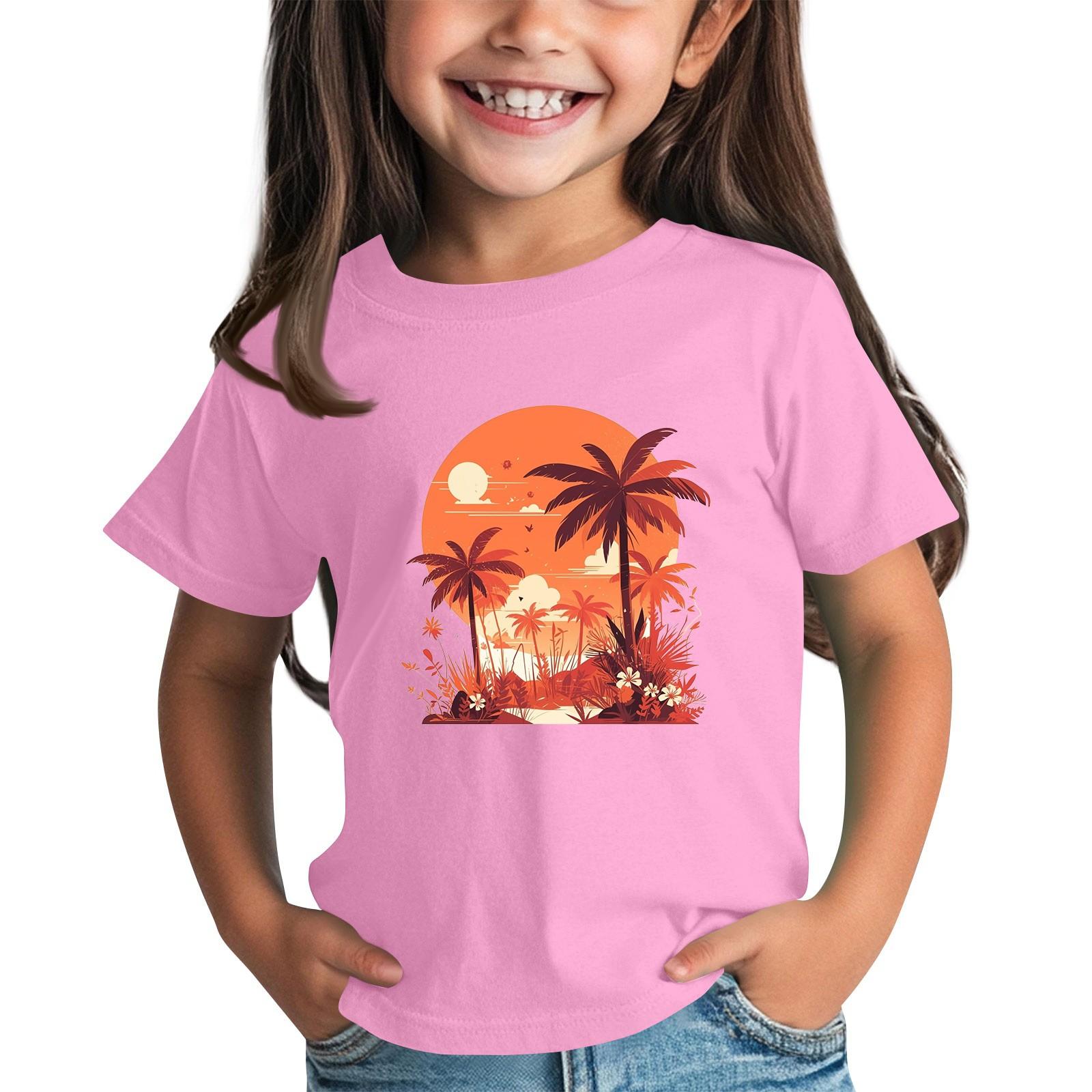 

Футболки для малышей, девочек и мальчиков, детские футболки с короткими рукавами и принтом для мальчиков и девочек 160 розовый