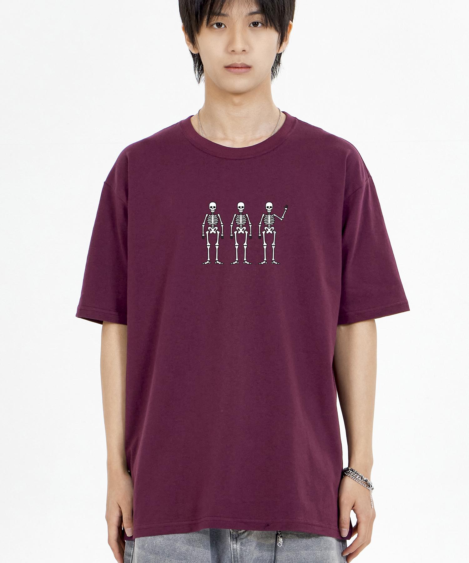 Biel Monster Skeleton Short Sleeve T-Shirt Wine Xxl
