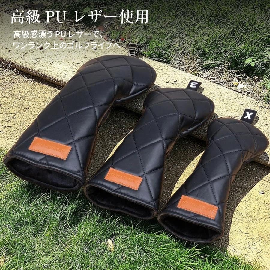 Waterproof Golf Headcover Set for and UT Fits 440cc and 460cc Solid Diamond Design 1 Black UT Drivers, Woods, Utilities, Clubs, Drivers, (Includes