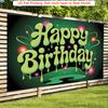 Party Backdrop Green Flat Dripping Text Event Photo Background Front Door Decor