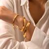 Fashionable Versatile Titanium Steel Bangle, Minimalist Western Style Stainless Steel Curved Buckle Bracelet