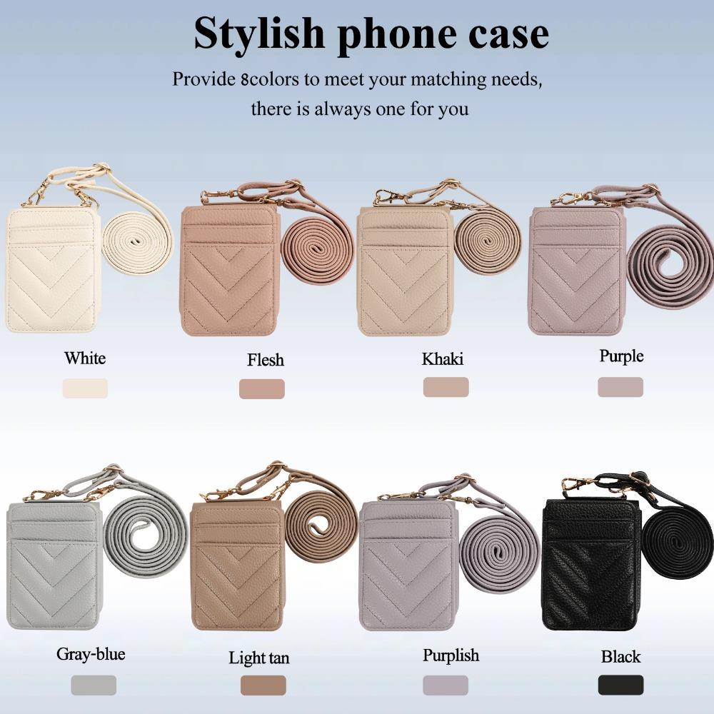 Crossbody Leather Phone Case for Samsung Galaxy Z Flip 6 5 4 3 Flip6 Flip5 Flip4 Flip3 Wallet with Card Holder Protection Cover