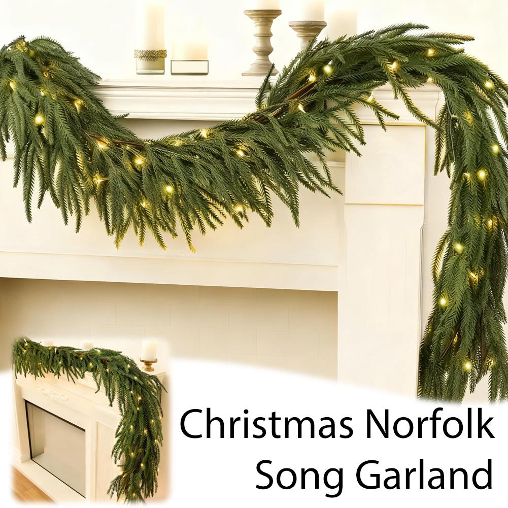 1pc Artificial Norfolk Pine Christmas Wreath Fake Green Garland Front Door Walls Porches Home Decor Xmas Decor Christmas Decor