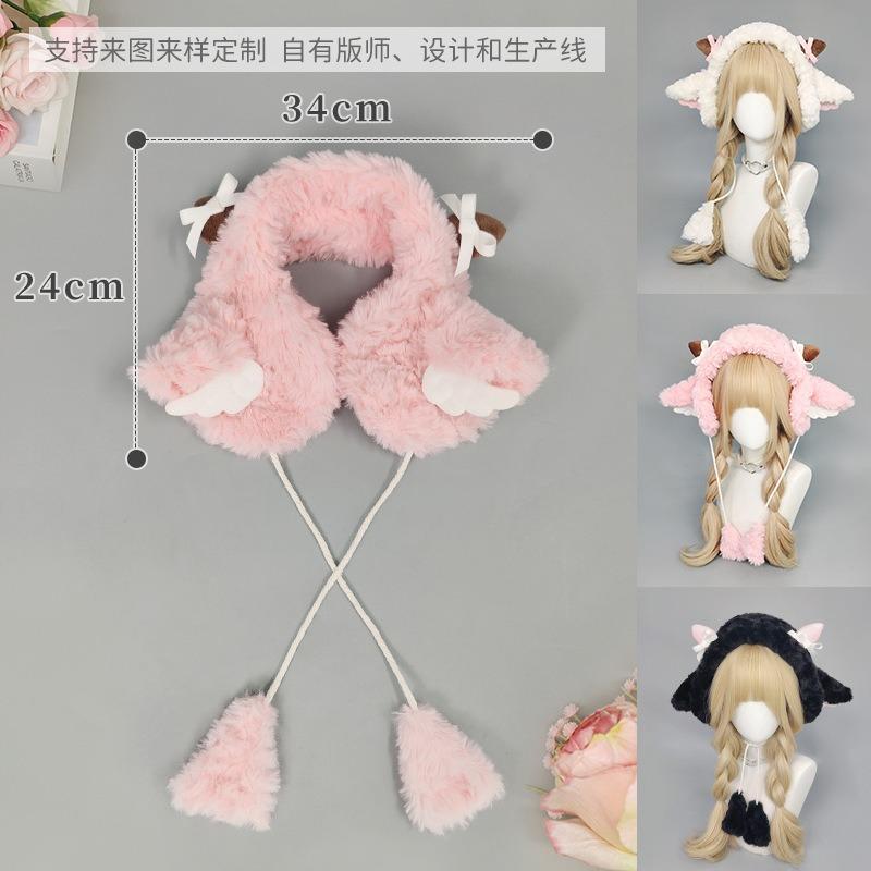 Sweet wind, cute little cashmere headband, earmuffs, warm ears in autumn and winter, earmuffs, horns, cold protection in winter, earmuffs