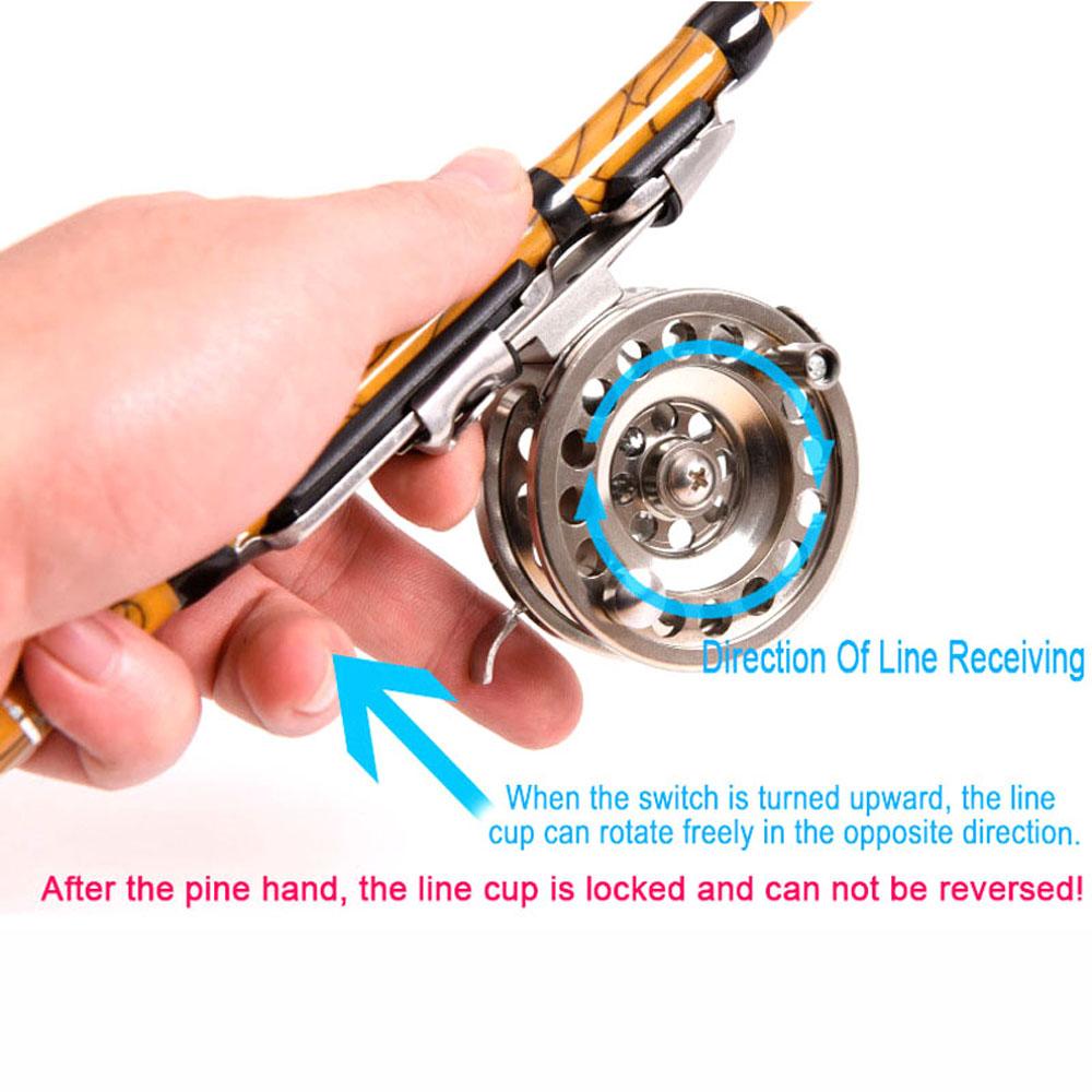 Vollaluminium Eisangelrolle Rechtshand V-Form Fliegenrad 50mm 60mm Fliegen Winterangelrollen Übersetzungsverhältnis 1:1 Für Draußen