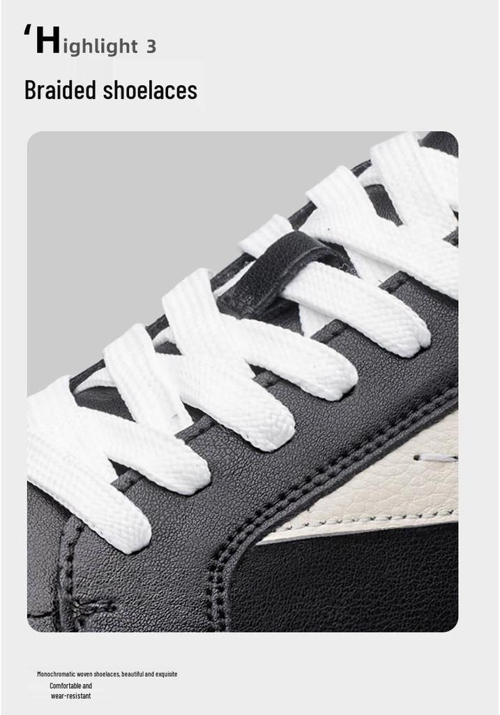 Men's Trendy Leather Pointed Toe Low-Top Shoes with 5CM Thick Sole - Versatile High Street Casual Sneakers