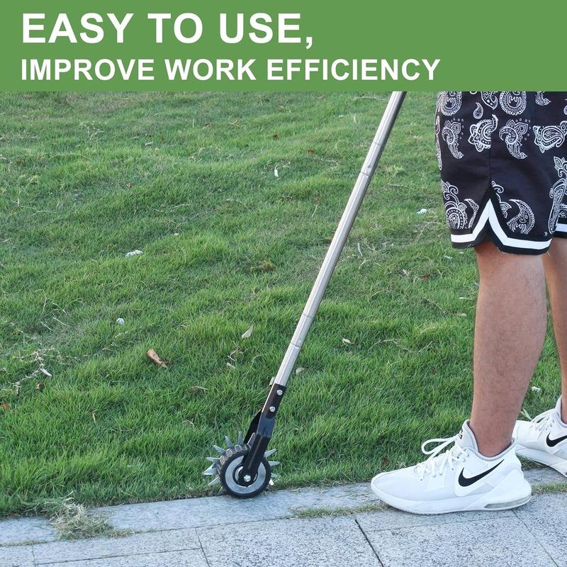 Manual Wheel Rotary Edger Lawn Edger Trimming Grass Weed Edger with Cushion Grip for Garden Sidewalks Driveways and Landscaping