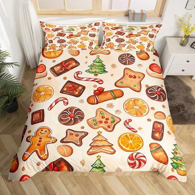 Gingerbread Duvet Cover Sets For Kids Queen Quilt Covers Lightweight Down Bedroom Decor 2 Pillowcases 1 Duvet Cover No Comforter