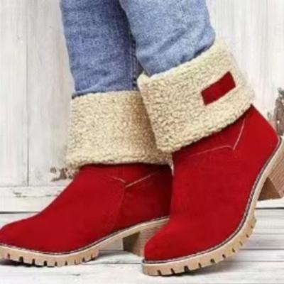 New Winter Boots with Thick Heels and High Heels Paired with Fleece Insulation Women's Boots Midsole Cotton Boots Women's Boots