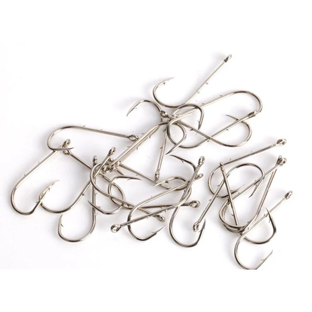 50PCS Baitholder Fishing Hooks High Carbon Steel Barbed Fish Hook Worm Pond Fish Bait Holder Size 10 12 14 1/0 2/0 3/0 4/0 5/0