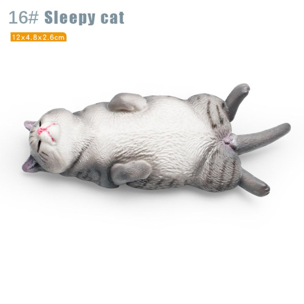 PVC Simulation Cat Model Devon Curly Cat Lifelike Cat Action Figures Sleepy Stretching Cat Simulation Pet Desktop Ornament