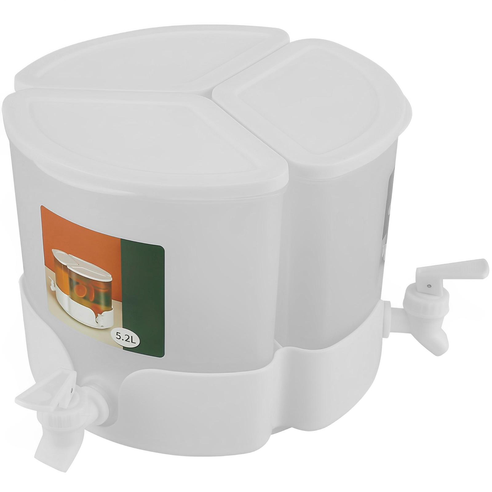 5.1L Drink Dispenser Large Capacity Cold Water Pitcher Cold Kettle with Faucet 3 Compartment Removable Beverage Juice Dispenser